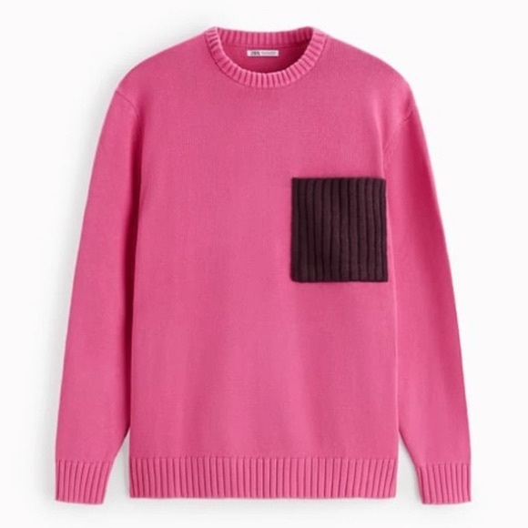 Zara Other - Men’s ZARA patch pocket LARGE crew neck sweater